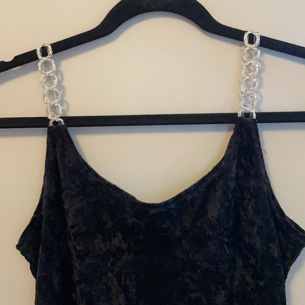 Vintage black velvet and embroidered chain dress